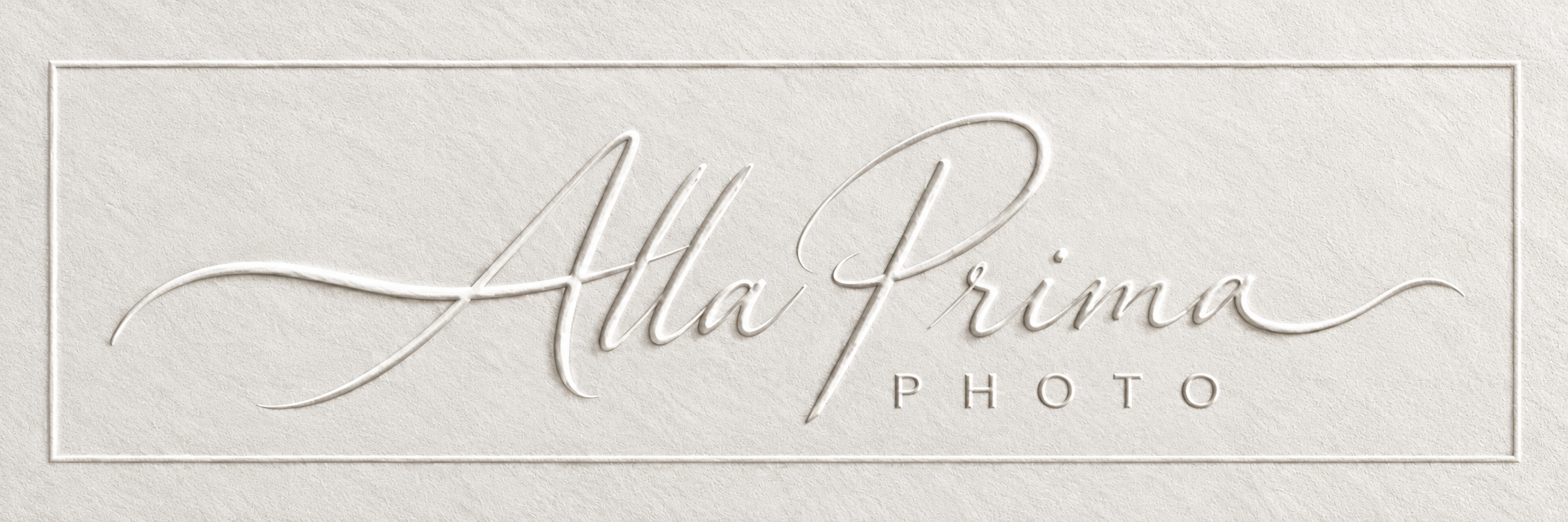 Alla Prima Photo — an embossed signature on textured paper